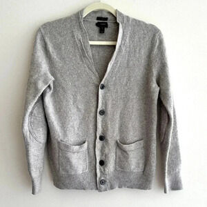 J. Crew Slim Grey Merino Wool Blend Button Down Cardigan, Boyfriend Cardigan, L
